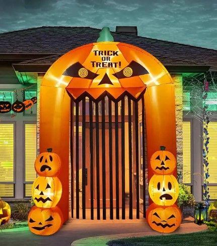 Photo 1 of 9.3 Feet Halloween Inflatable Pumpkin Arch Pumpkin High Gate With Led
