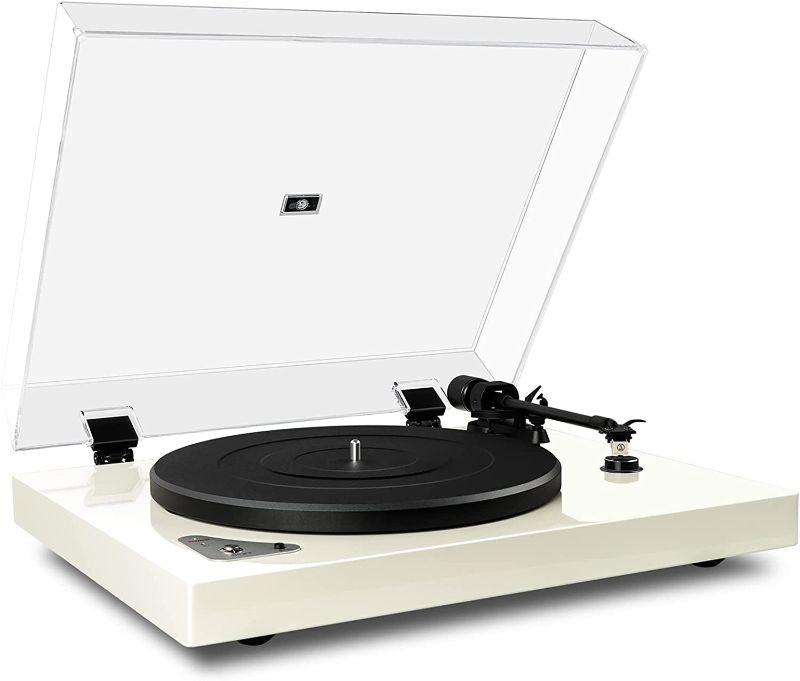 Photo 1 of Bluetooth Belt-Drive Turntable with AT-3600L Magnetic Cartridge, Built-in Pre-amp, High Glossy Wireless Vinyl Record Player with Adjustable Counterweight, 2-Speed High Fidelity Vynl Turn Table, White