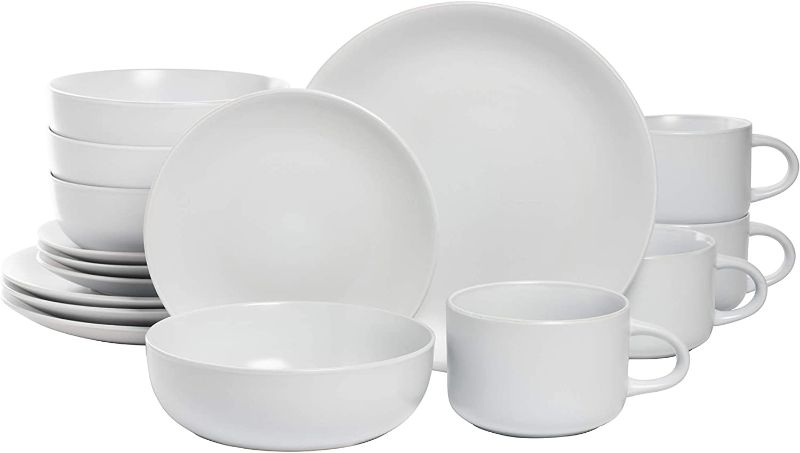 Photo 1 of 10 Strawberry Street Wazee Matte Coupe Dinnerware Pack of 16, White
