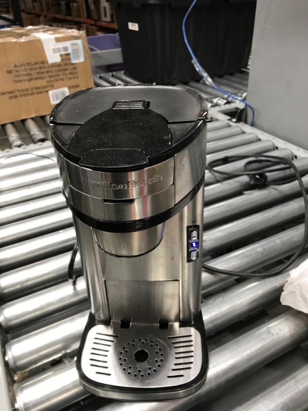 Photo 2 of ***TESTED POWERS ON*** Hamilton Beach The Scoop Single Serve Coffee Maker & Fast Grounds Brewer, Brews in Minutes, 8-14oz. Cups, Stainless Steel The Scoop Brewer