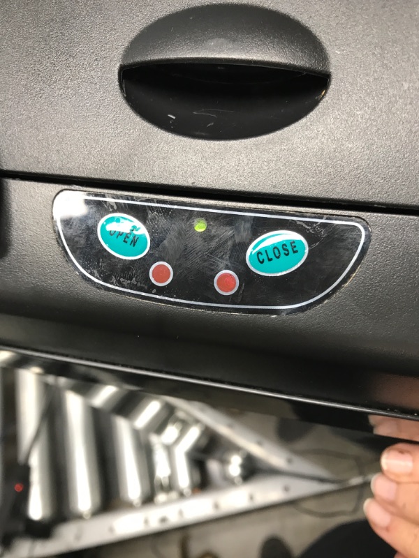 Photo 1 of ***TESTED SEE NOTES*** iTouchless 13 Gallon Sensor Trash Can Battery-Free Automatic Bin with Odor Filter, for Kitchen and Office, Black and Stainless Steel, Ac Adapter