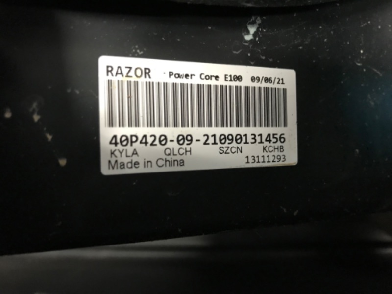 Photo 2 of **PARTS  ONLY Razor Power Core E100 Electric Scooter for Kids Ages 8+ - 100w Hub Motor, 8" Pneumatic Tire, Up to 11 mph and 60 min Ride Time, For Riders up to 120 lbs