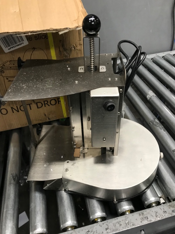 Photo 1 of VEVOR Electric Food Slicer, 10In Manual Vegetable Fruit Slicer, 0-0.4 In Adjustable Thickness Fruit Slicer Machine with Removable Stainless Steel Blade, Non-Slip Feet Commercial Food Slicer, Silver