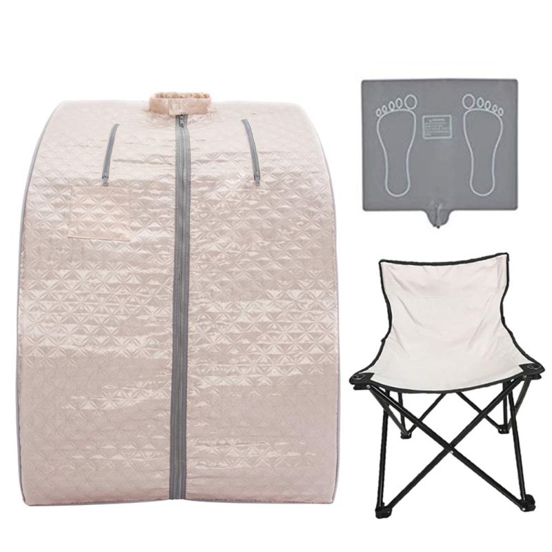 Photo 1 of Smartmak Far Infrared Sauna, Full Body One Person Portable SPA Set with Time & Tempreture Remote Control, Heating Foot Pad and Foldable Reinforced Chair (L 27.6’’ x W 31.5’’ x H 37.8’’)- Pearl Pink