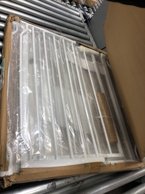 Photo 1 of ALLAIBB Extra Wide Baby Gate Pressure Mount Auto Close White Metal Child Dog Pet Safety Gates with Walk Through for Stairs,Doorways,Kitchen and Living Room 62.2-66.9 in (71.65-76.38"/182-194cm) White 71.65-76.38 Inch (Pack of 1)