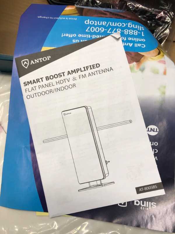 Photo 3 of ANTOP HDTV ? FM Amplified Antenna 85 Miles AT-800SBS with Dual Outputs Smart Boost System, Support TV and Second Device-FM Stereo, a Second TV or Any OTA-Ready Streaming Device or Projector