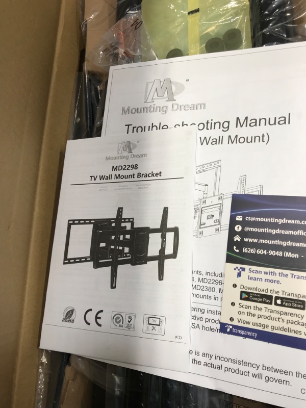 Photo 3 of Mounting Dream UL Listed TV Wall Mount Bracket for Most 42-86 Inch TVs, Full Motion TV Mount with Articulating Arms, Max VESA 600x400mm and 132 lbs, Fits 16", 18", 24" Studs, MD2298