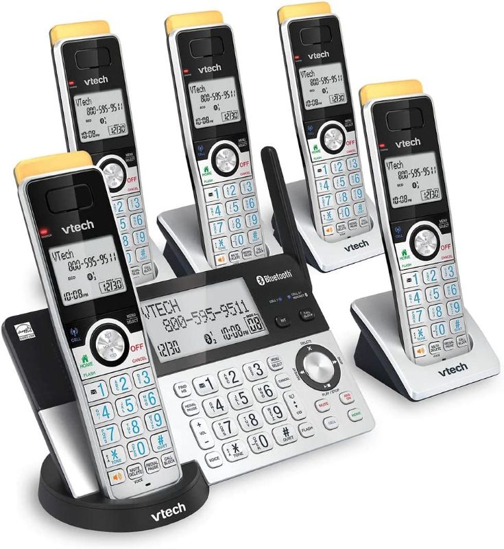 Photo 1 of VTech Super Long Range 5 Handset DECT 6.0 Cordless Phone for Home with Answering Machine, 2300 ft Range, Call Blocking, Bluetooth, Headset Jack, Power Backup, Intercom, Expandable to 12 HS
