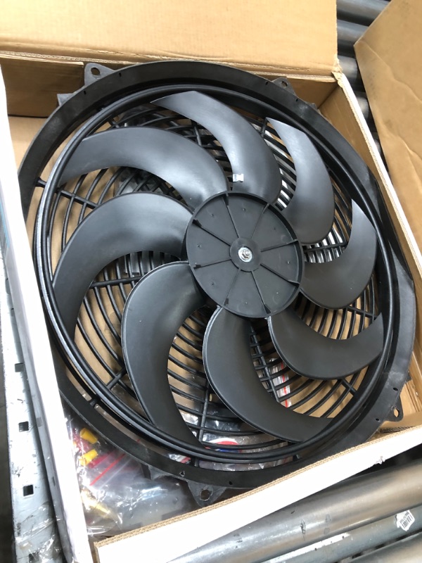 Photo 5 of A-Team Performance - Radiator Electric Cooling Fan 16inch Heavy Duty - 12V Wide Curved 16" 8 Blades Thermostat Kit - 3000 CFM Reversible Push or Pull with Mounting Kit