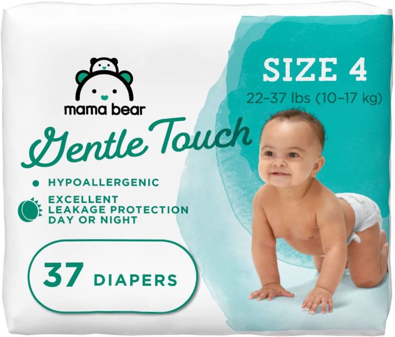 Photo 1 of Amazon Brand - Mama Bear Gentle Touch Diapers, Hypoallergenic, Size 4, 37 Count
