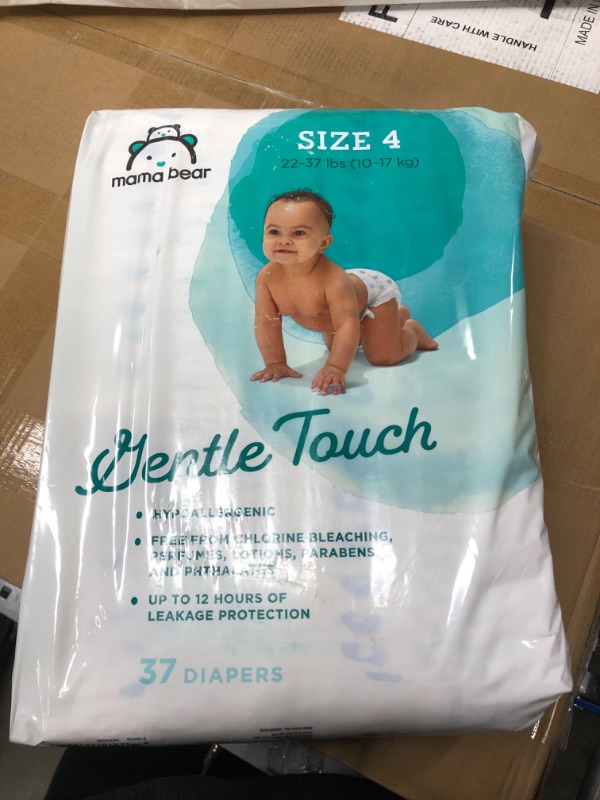 Photo 2 of Amazon Brand - Mama Bear Gentle Touch Diapers, Hypoallergenic, Size 4, 37 Count
