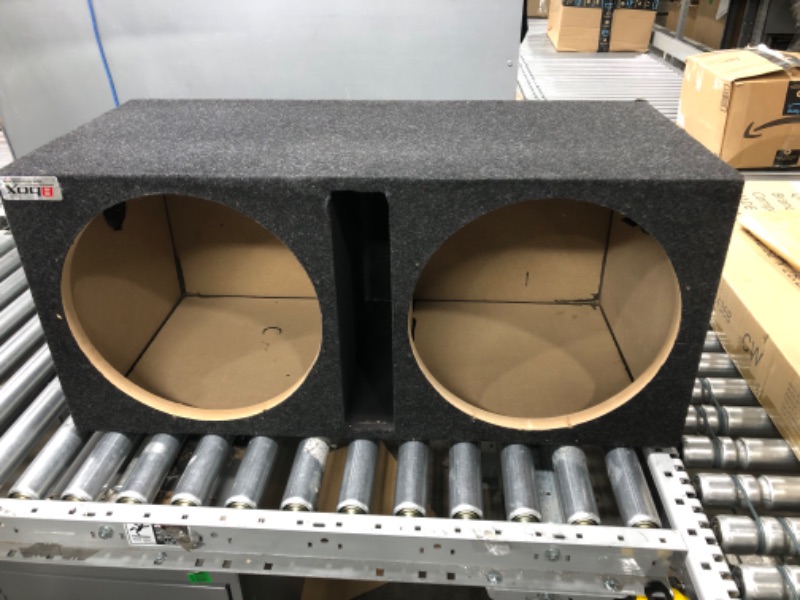 Photo 3 of *HAS SOME DRILL DAMAGE*
 Bbox Dual Vented 15 Inch Subwoofer Enclosure - Pro Series Dual Vented SPL Car Subwoofer Boxes & Enclosures - Premium Subwoofer Box Improves Audio Quality, Sound & Bass - Nickel Finish Terminals 15" Dual Shared Vented