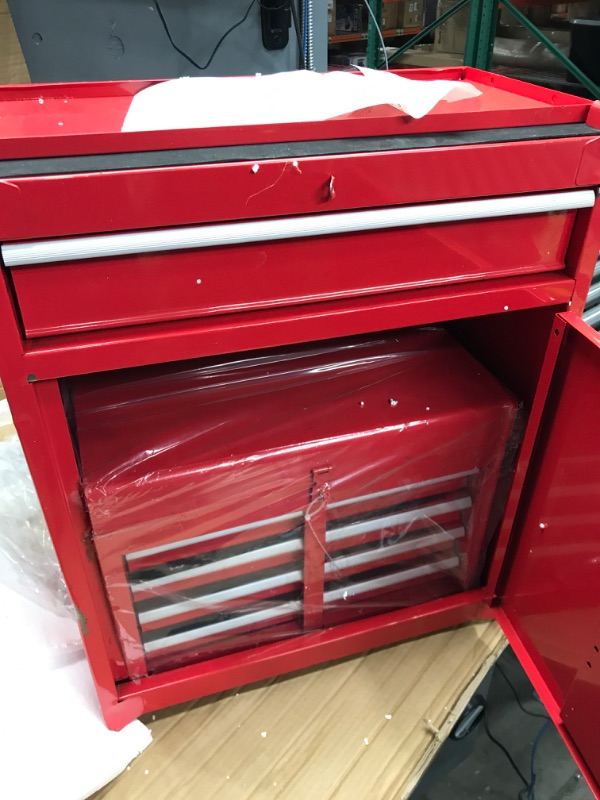 Photo 4 of ROAD DAWG Torin Rolling Garage Workshop Organizer: Detachable 4 Drawer Tool Chest with Large Storage Cabinet and Adjustable Shelf, 20.3" l x 11" w x 40.4" h, Red