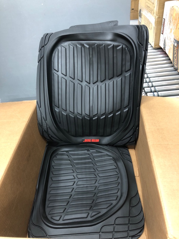 Photo 2 of Motor Trend - MT-923-BK 923-BK Black FlexTough Contour Liners-Deep Dish Heavy Duty Rubber Floor Mats for Car SUV Truck & Van-All Weather Protection, Universal Trim to Fit Full Set Black