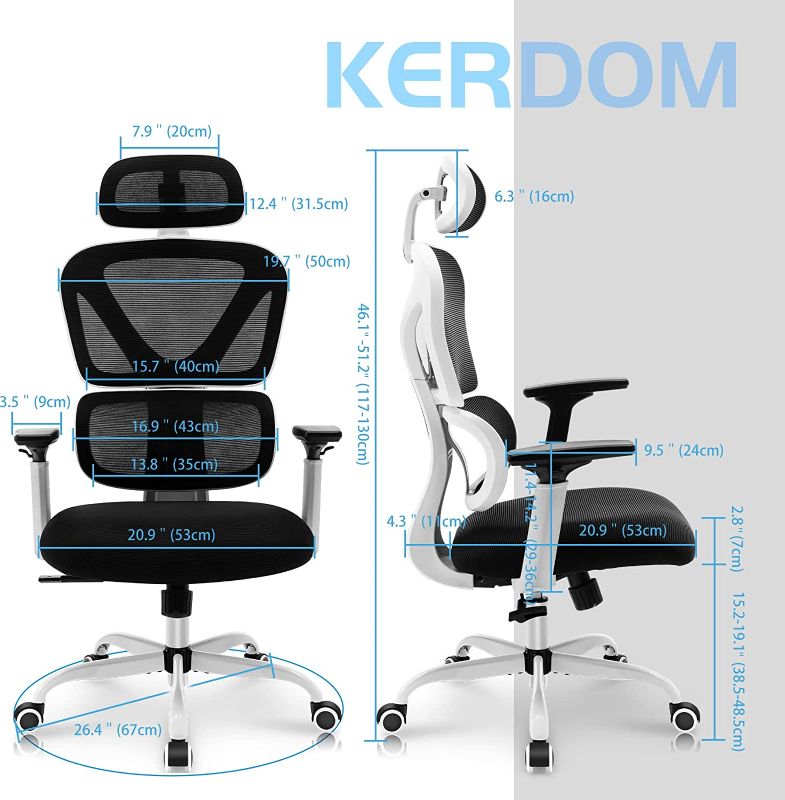 Photo 1 of (NOT THE SAME MODEL FROM THE FIRST PICTURE!)
Office Chair, Home Desk Chair, Comfy Breathable Mesh Task Chair, High Back Thick Cushion Computer Chair with Headrest and 3D Armrests, Adjustable Height Home Gaming Chair White