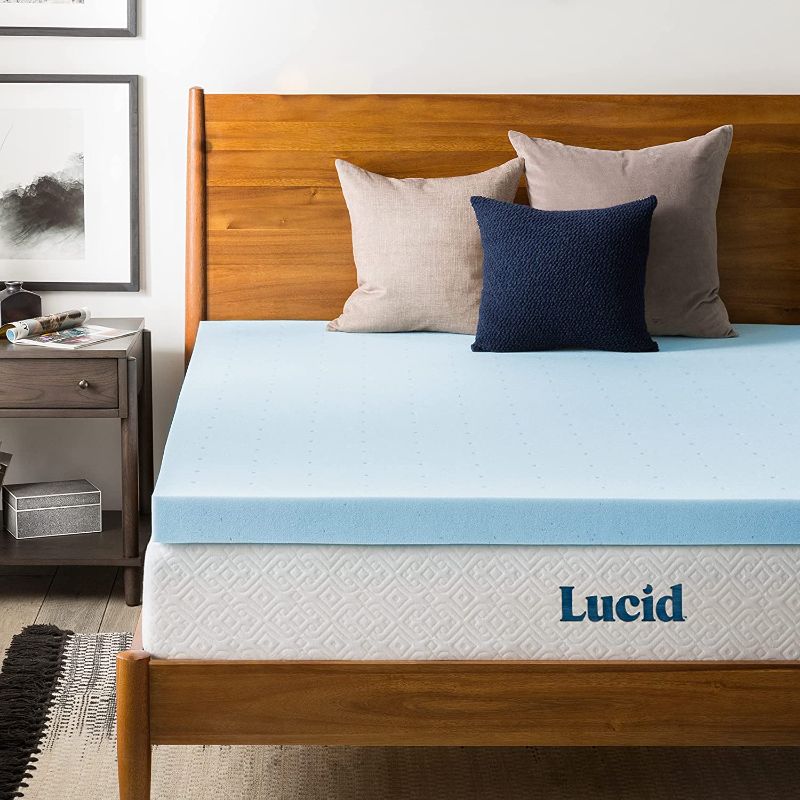 Photo 1 of 
Lucid 3 Inch Mattress Topper - Gel Infused Memory Foam – Memory Foam Mattress Topper Twin – Ventilated Design – CertiPur Certified (SIZE IS UNKNOWN)