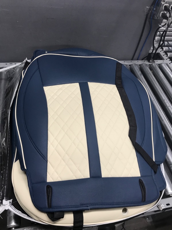 Photo 2 of ***PREVIOULSY OPENED****   Fit Tesla Model 3 Seat Covers Full Set, 13 Pieces Leather Tesla Seat Covers with Armrest Cover for 2016, 2017, 2018, 2019, 2020, 2021, 2022, 2023, Breathable Waterproof Premium Microfiber - Blue Model 3. Blue