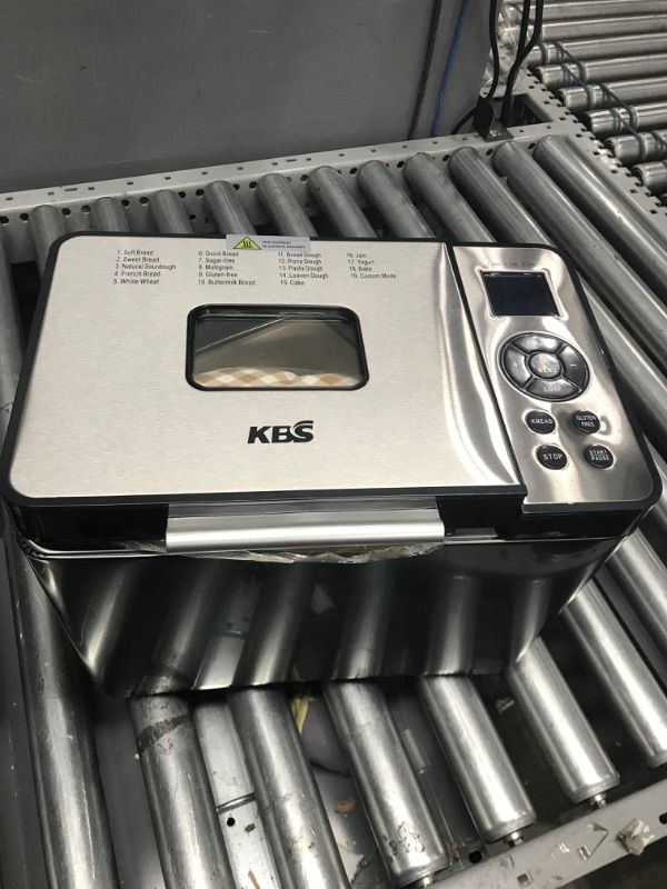 Photo 2 of ***PREVIOULSY OPENED****  KBS Aotomatic 19 in 1 Bread Machine, 2LB Bread Maker with Fully Stainless, Dough Maker, 3 Crust Colors & 3 Loaf Sizes, 15H Timer and 1H Keep Warm Setting, Recipes and Oven Mitt