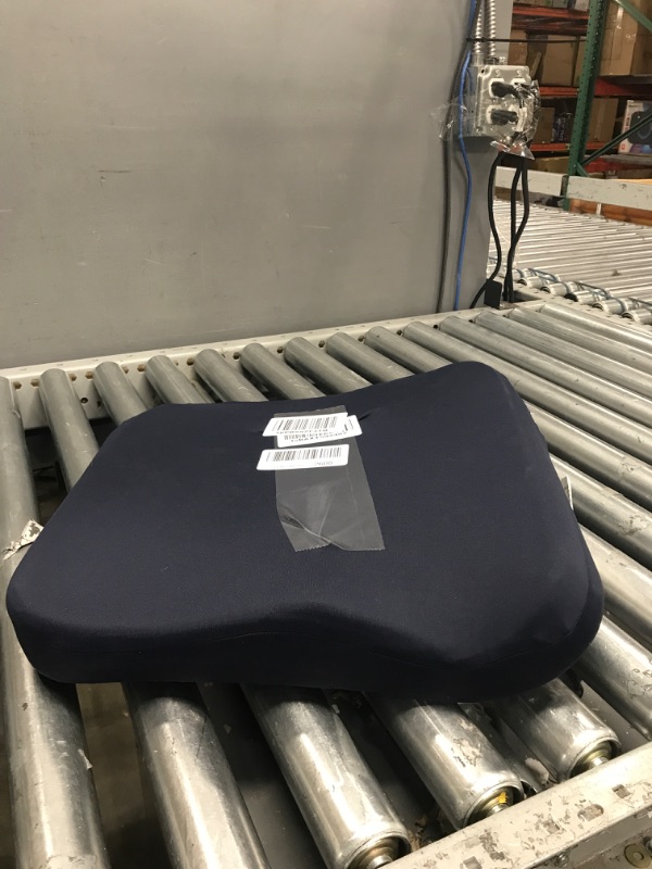 Photo 3 of ***ONE SIDE HIGHER, USED****   Tempur-Pedic Seat Cushion, One Size, Dark Navy Blue & Symphony Pillow Luxury Soft Feel, Standard, White Cushion + Pillow Luxury Soft Feel