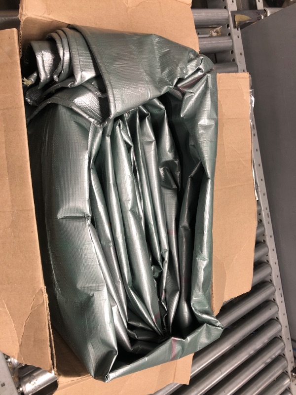 Photo 2 of ***USED****   12x20 Ft Silver Heavy Duty Tarp, 16 Mil Thick Poly Tarps Cover, Waterproof, Tear & Fade Resistant, High Durability, UV Treated, Grommets Every 18 Inches, Tarp by CAMPMAC 12x20 Silver