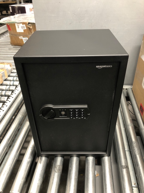 Photo 1 of Amazon Basics Steel Home Security Safe with Programmable Keypad - Secure Documents, Jewelry, Valuables - 1.8 Cubic Feet, 13.8 x 13 x 19.7 Inches, Black 1.8 Cubic Feet Keypad Lock