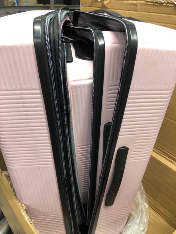 Photo 3 of American Tourister Stratum XLT Expandable Hardside Luggage with Spinner Wheels, Pink Blush, 3-Piece Set (20/24/28) 3-Piece Set (20/24/28) Pink Blush