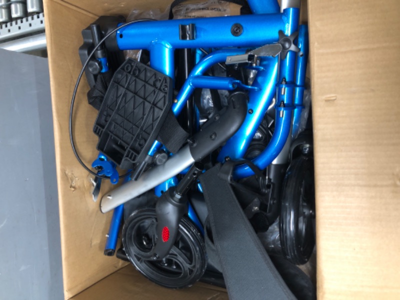 Photo 2 of 2 in 1 Rollator Walkers for Seniors with Padded Seat- Medical Transport Chair Walker with Adjustable Handle and Reversible Backrest (Blue)