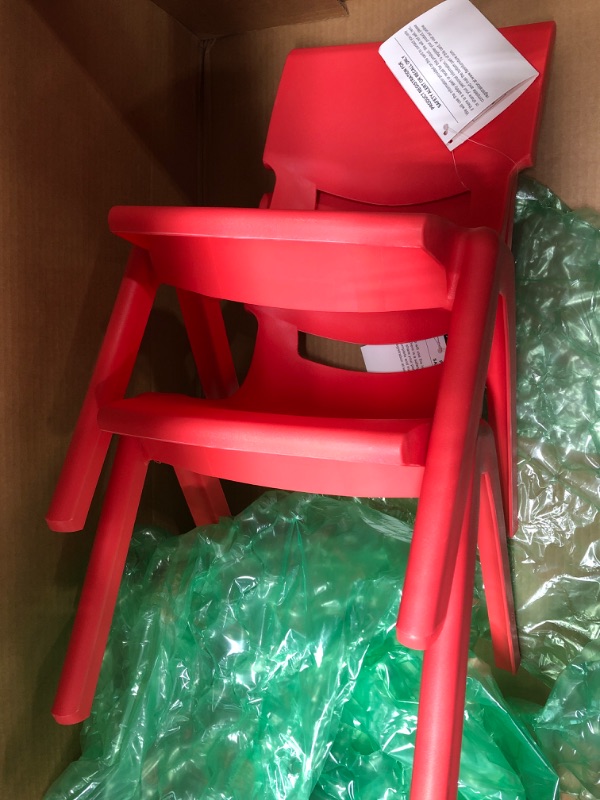Photo 2 of (NO TABLE)Flash Furniture 24'' Square Red Plastic Height Adjustable Activity Table Set with 2 Chairs