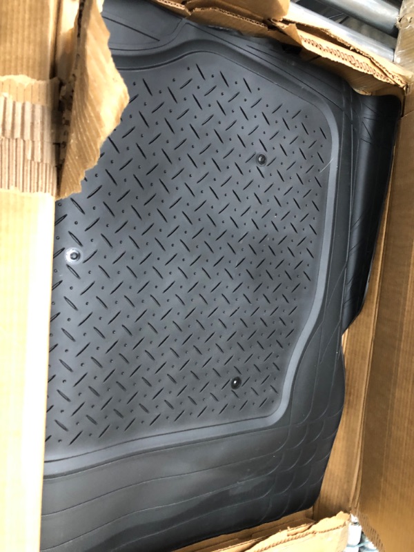 Photo 2 of Motor Trend All Weather Semi-Custom Fit Heavy Duty Rubber Floor Mats for Auto Car Truck Van SUV (2 Front, 1 Rear Liner & Trunk Cargo Mat)