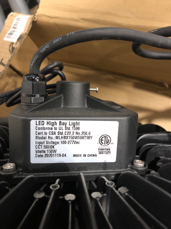 Photo 1 of LED High Bay Light, 100W UFO LED High Bay Lights, 12000LM Eqv.400W MH/HPS 5000K LED Shop Lights with US Plug 5' Cable, IP65 Warehouse Light, Area Light Bay Lighting for Shop Garage Workshop 