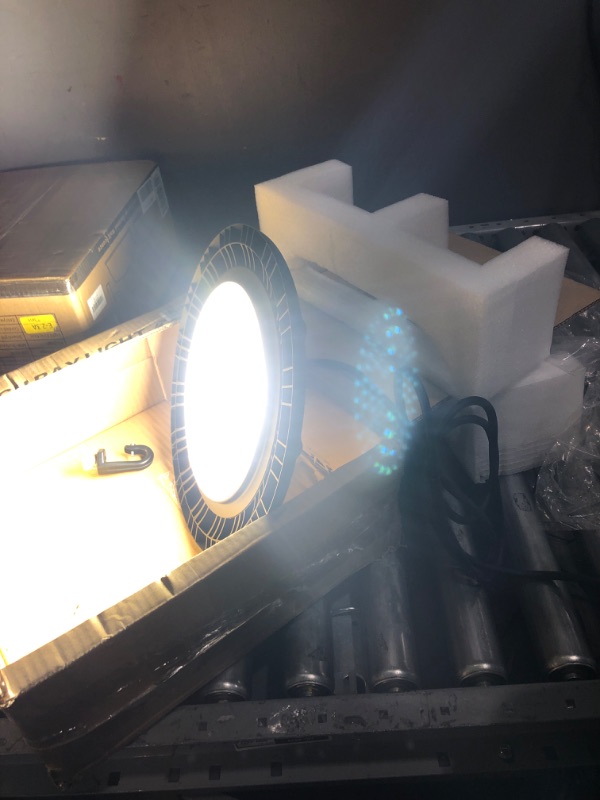 Photo 1 of LED High Bay Light, 100W UFO LED High Bay Lights, 12000LM Eqv.400W MH/HPS 5000K LED Shop Lights with US Plug 5' Cable, IP65 Warehouse Light, Area Light Bay Lighting for Shop Garage Workshop 