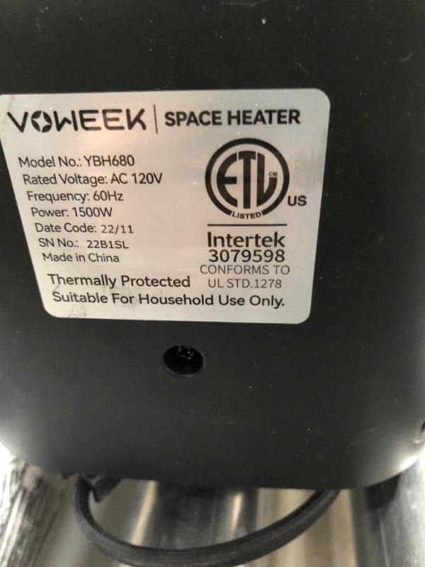 Photo 5 of 24" Space Heater, Voweek 1500W PTC Fast Heating Ceramic Heater for Office, Large Room, Indoor Use, Bedroom, Electric Heater with Thermostat, Remote, 3 Modes, ETL Certified, 12H Timer, 90° Oscillating Black
REMOTE INCLUDED