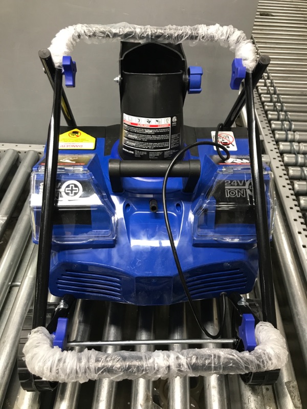 Photo 4 of *****MISSING BATTERIES***** Snow Joe 24V-X2-SB18 18-Inch 48-Volt 4-Ah Cordless Snow Blower, (2x4.0AH) Kit (w/ 2 x 4.0-Ah Battery, Charger, and Accessories) 18-Inch Snow Blower