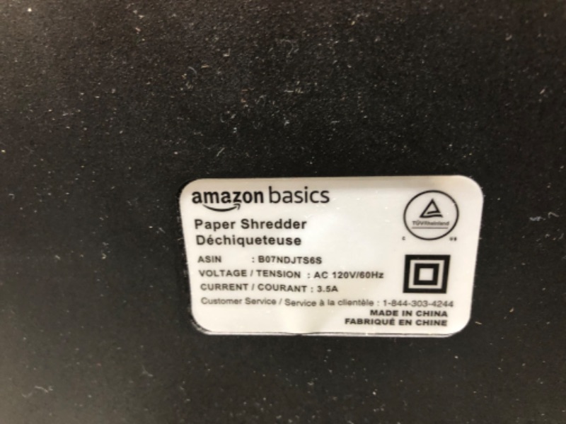 Photo 4 of Amazon Basics 8-Sheet High-Security Micro-Cut Shredder with Pullout Basket 8 Sheet Shredder