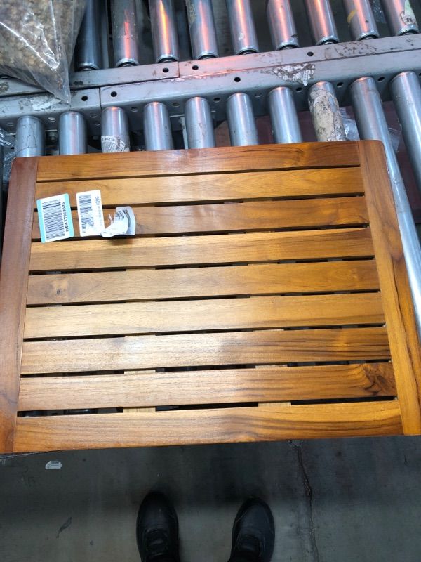 Photo 2 of (ONLY PLANK)Teak Shower Mat with Bathtub Caddy Tray 