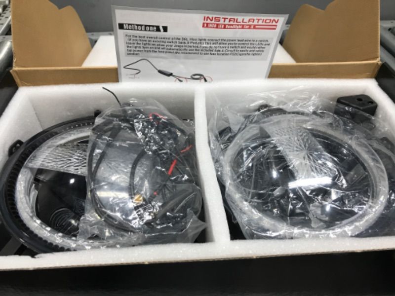 Photo 2 of (PARTS ONLY)FIERYRED 9 inch LED Headlights Compitable for Jeep Wrangler JL 2018-2021, High Low Beam Function Halo Angel Eyes Headlight