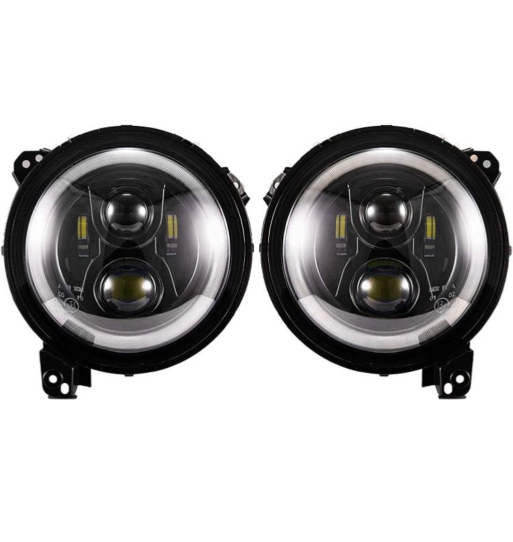 Photo 1 of (PARTS ONLY)FIERYRED 9 inch LED Headlights Compitable for Jeep Wrangler JL 2018-2021, High Low Beam Function Halo Angel Eyes Headlight