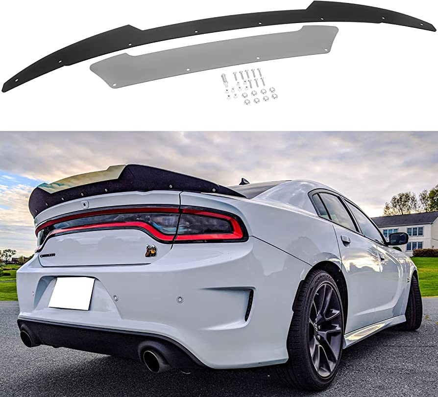 Photo 1 of *BLACK PIECE ONLY* Bonbo Rear Wicker Bill Spoiler Venom V2 for Dodge Charger 2015-2021 SRT ScatPack Hellcat, Add-on Type 2-Piece Rear Wickerbill Spoiler with RivNut Tool