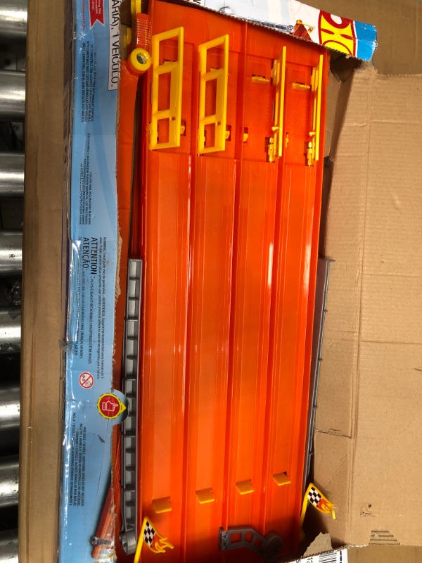 Photo 1 of Hot Wheels 4-Lane Elimination Race Track Set, Competitive Toy Car Racetrack, Fair-Start Launcher, 1 Hot Wheel Car, Toy for Kids 4 Years Old & Up [Amazon Exclusive] 4-Lane Race Track Set
