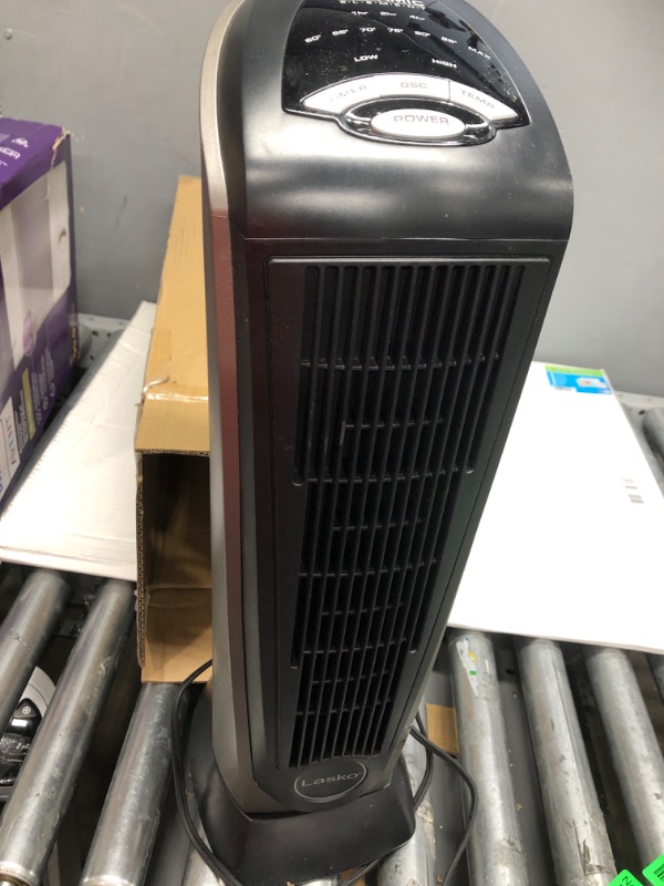 Photo 2 of *UNFUNCTIONAL *Lasko Oscillating Ceramic Tower Space Heater for Home with Adjustable Thermostat, Timer and Remote Control, 22.5 Inches, Grey/Black, 1500W, 751320