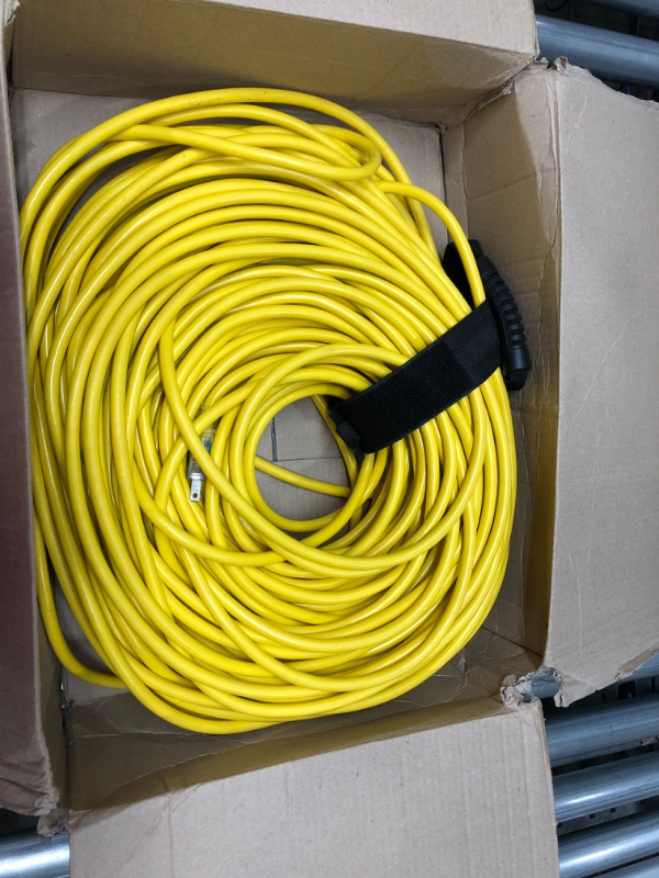 Photo 2 of 250 ft Outdoor Extension Cord Waterproof 12/3 Gauge Heavy Duty with Lighted end, Flexible Cold-Resistant 3 Prong Electric Cord Outside, 15Amp 1875W 12AWG SJTW, Yellow, ETL HUANCHAIN Yellow 250 foot