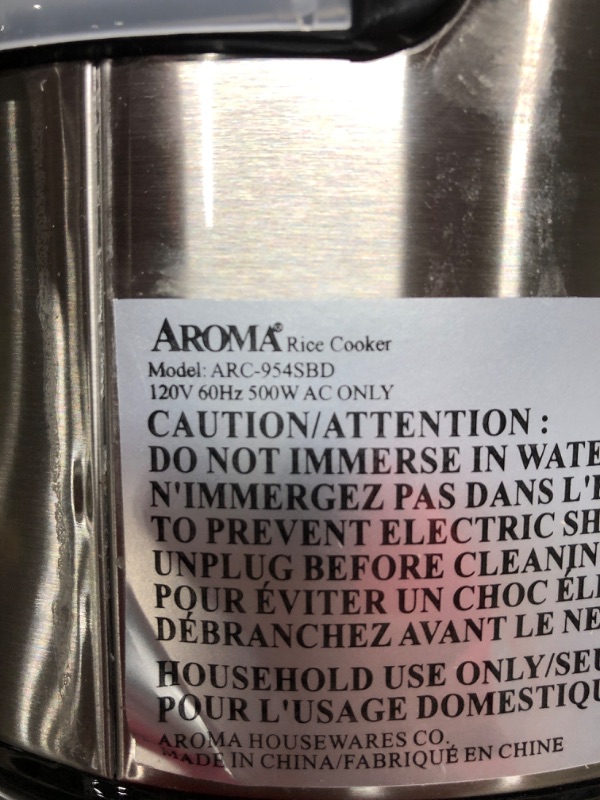 Photo 7 of *** POWERS ON *** Aroma Housewares ARC-954SBD Rice Cooker, 4-Cup Uncooked 2.5 Quart, Professional Version