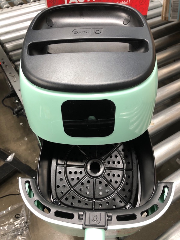 Photo 3 of *** POWERS ON *** DASH Tasti-Crisp™ Digital Air Fryer, 2.6 Quart - Aqua & DMW001AQ Mini Maker for Individual Waffles, Hash Browns, Keto Chaffles with Easy to Clean, Non-Stick Surfaces, 4 Inch, Aqua