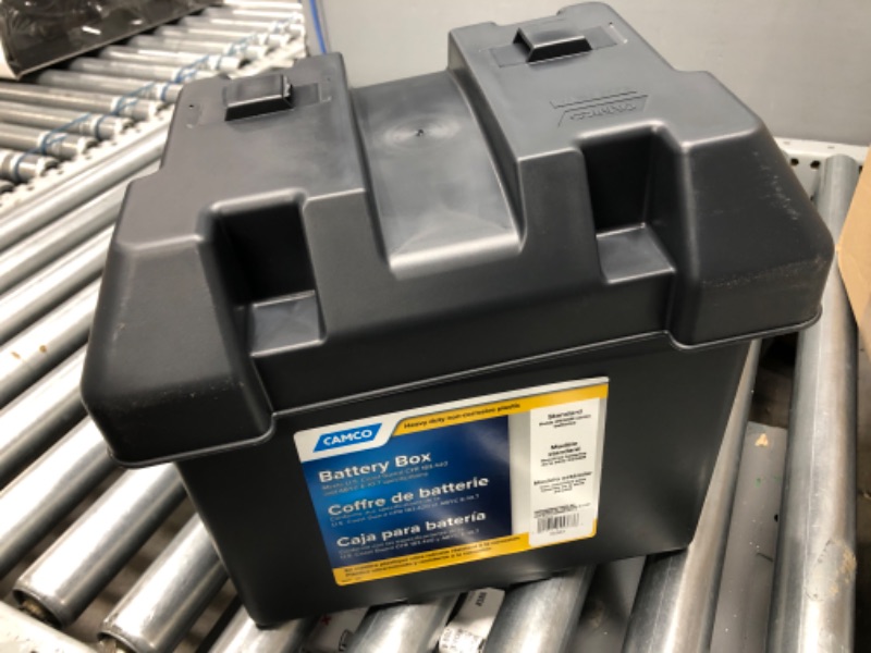 Photo 2 of Camco Heavy Duty Battery Box with Straps and Hardware - Group 24 |Safely Stores RV, Automotive, and Marine Batteries |Durable Anti-Corrosion Material | Measures 7-1/4" x 10-3/4" x 8" | (55363) Frustration Free Packaging Regular Battery Box