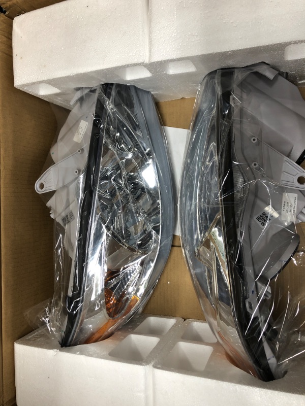 Photo 2 of AS Headlight Assembly Compatible with 2002-2004 TOYOTA CAMRY Chrome Housing Amber Reflector Clear Lens Driver and Passenger Side