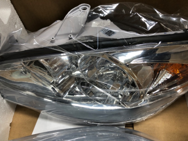 Photo 3 of AS Headlight Assembly Compatible with 2002-2004 TOYOTA CAMRY Chrome Housing Amber Reflector Clear Lens Driver and Passenger Side