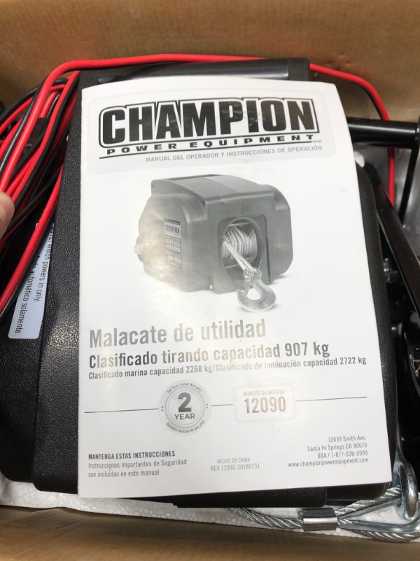 Photo 2 of Champion Power Equipment-12090 Marine/Trailer Utility Winch Kit, 2000-lb. 2000 lb + Utility + Roller