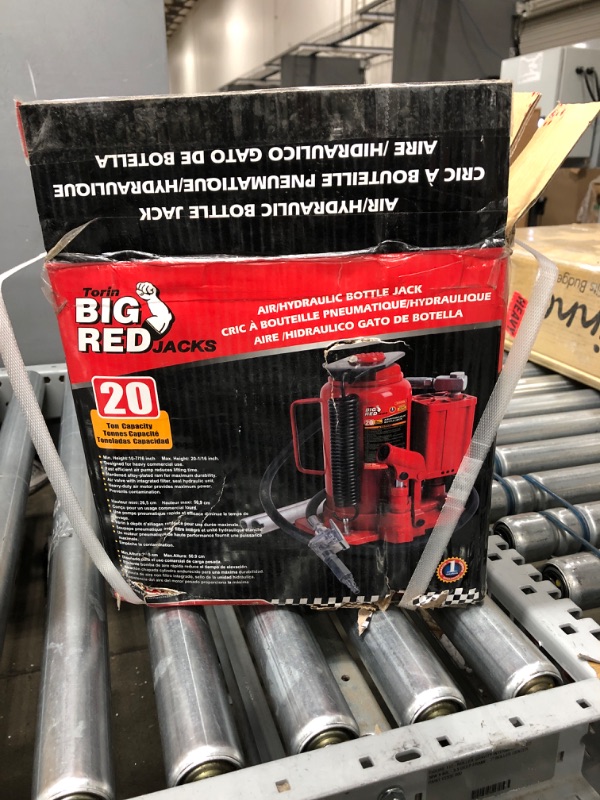 Photo 2 of BIG RED TA92006 Torin Pneumatic Air Hydraulic Bottle Jack with Manual Hand Pump, 20 Ton (40,000 lb) Capacity, Red 20 Ton (40,000 LBs) Pneumatic Air