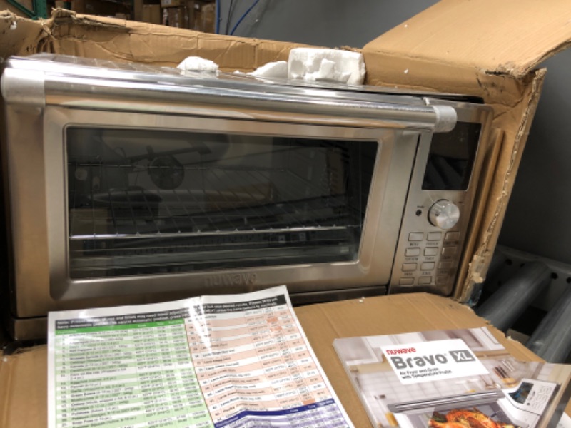 Photo 5 of ***item has minor damage on top amd dent of top as well see photos***
NUWAVE Bravo Air Fryer Toaster Smart Oven, 12-in-1 Countertop Convection, 30-QT XL Capacity, 50°-500°F Temperature Controls, Top and Bottom Heater Adjustments 0%-100%, Brushed Stainless