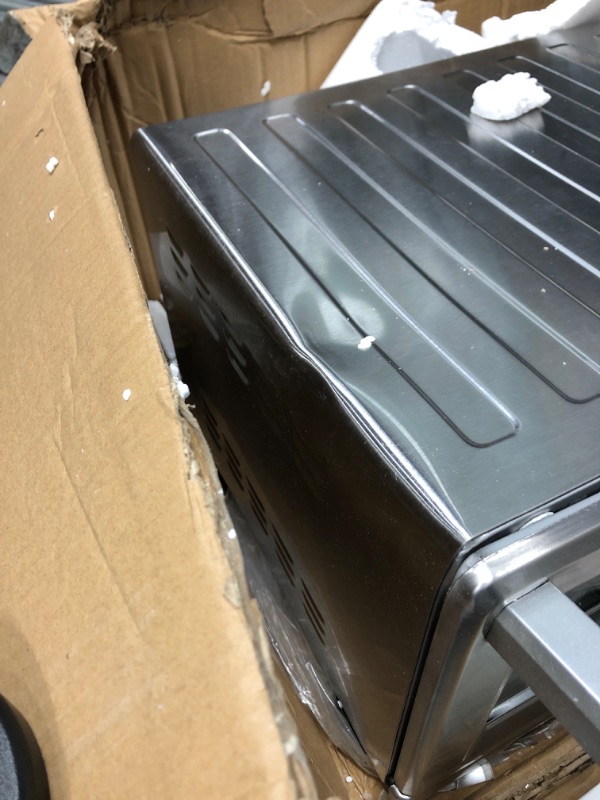 Photo 4 of ***item has minor damage on top amd dent of top as well see photos***
NUWAVE Bravo Air Fryer Toaster Smart Oven, 12-in-1 Countertop Convection, 30-QT XL Capacity, 50°-500°F Temperature Controls, Top and Bottom Heater Adjustments 0%-100%, Brushed Stainless